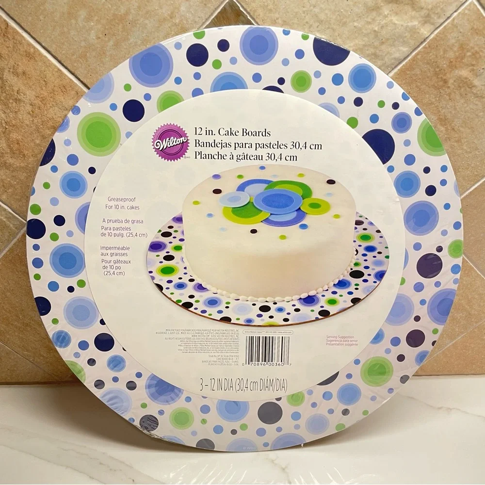 Wilton 12” Cake Boards - Blue Dot - 3 per pack - 2 packs